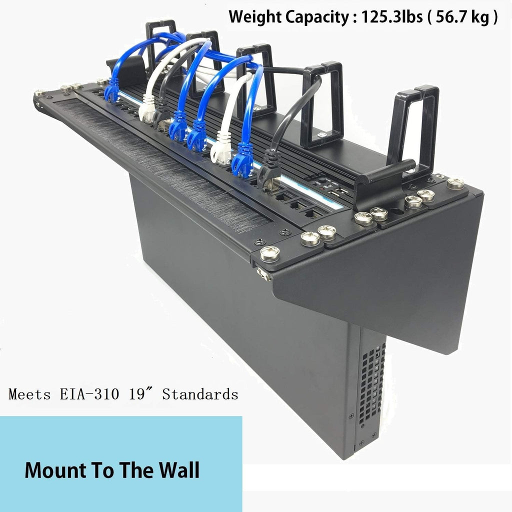 4u19 inch vertical wall mount patch panel bracket shown in use
