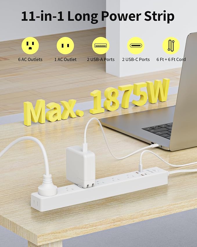2 Pack Power Strip Surge Protector