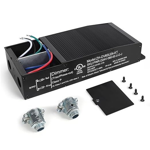 EMITEVER Dimmable LED Driver, 60W 24V Triac Power Supply, AC to DC LED