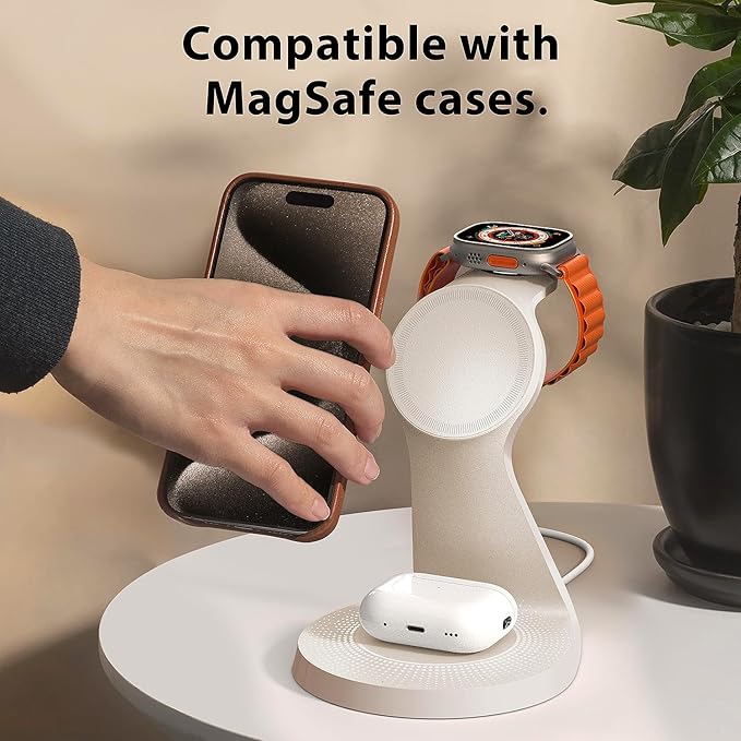 3 in 1 Charging Station for Apple Devices, Mag-Safe Charger Stand Fast Charging