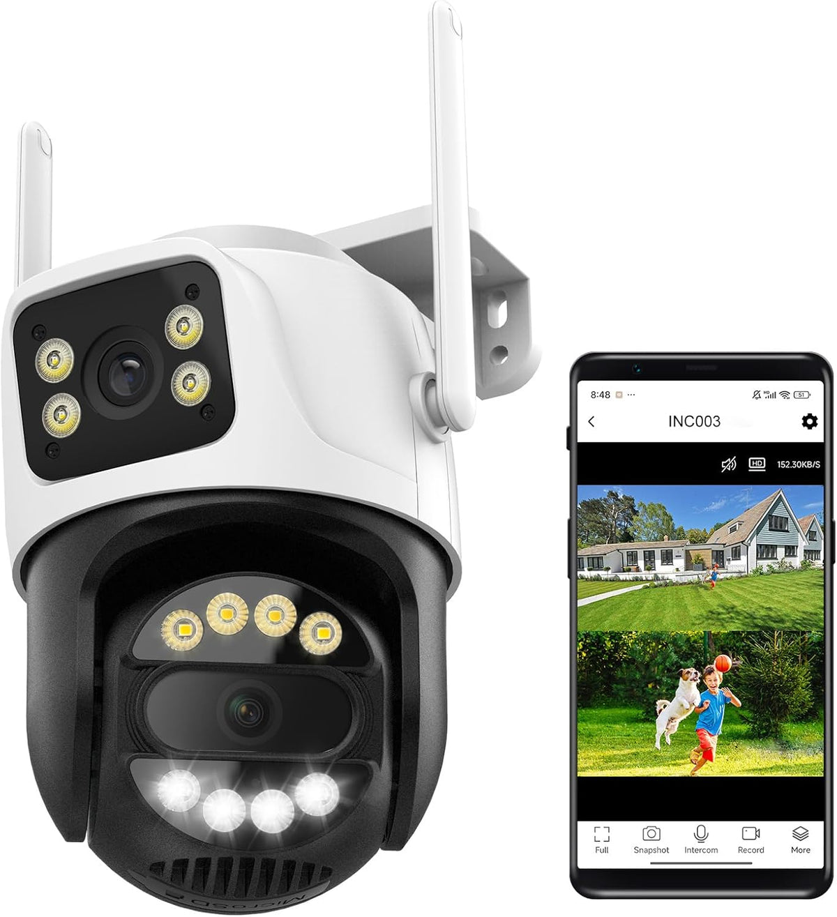 6MP Dual Lens 2.4GHz WiFi Security Camera Outdoor PTZ