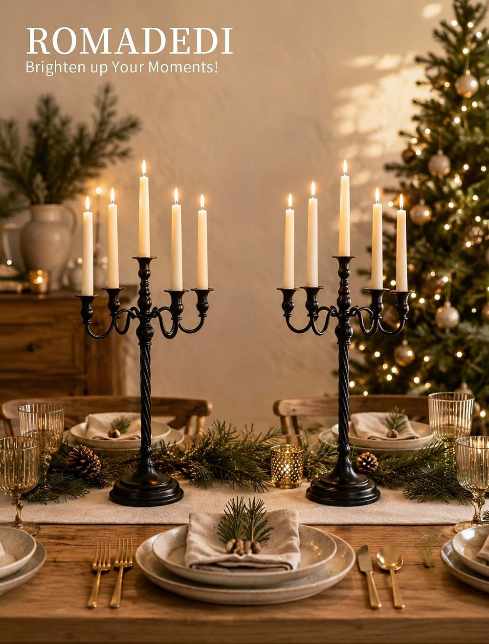 Romadedi Black Halloween Candle Holder: 22-Inch Tall Candelabra