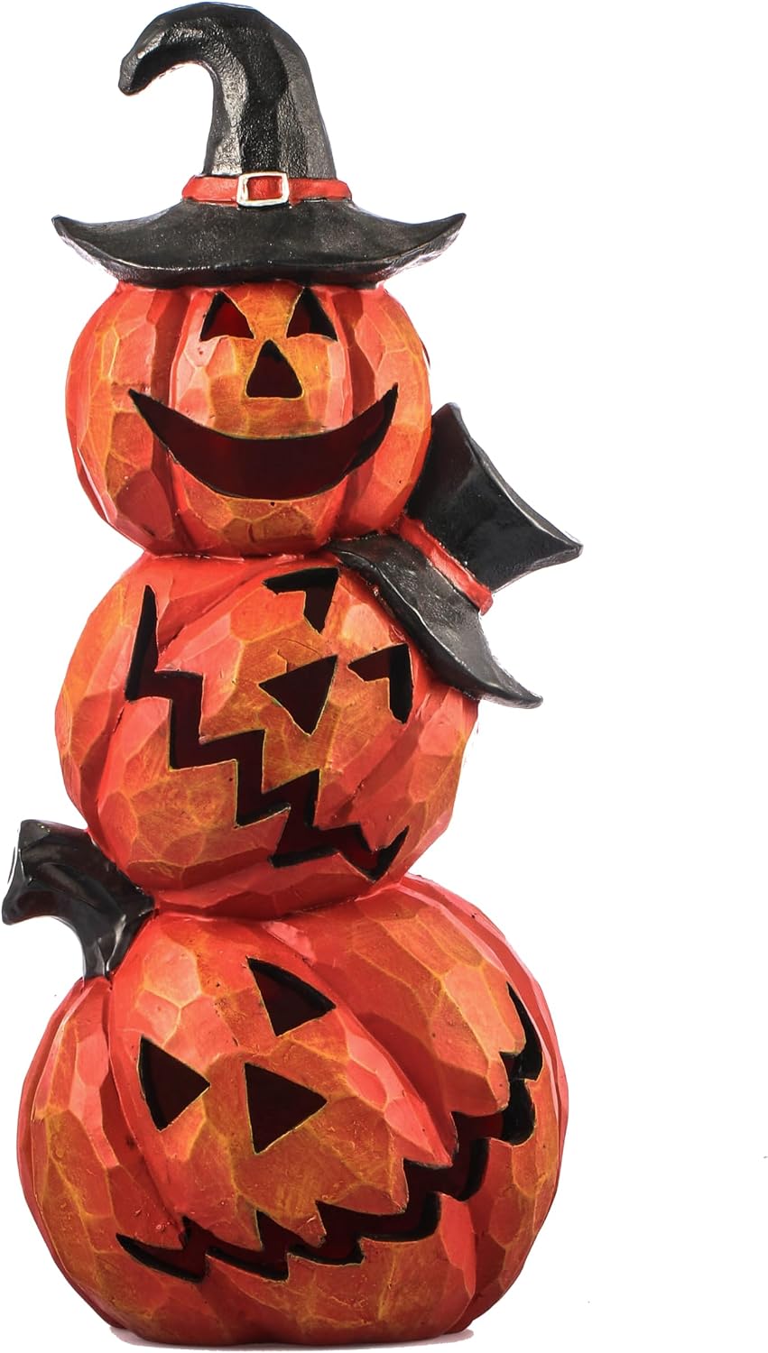 Light Up Evil Pumpkin 3-Layer Halloween Decoration 14 Inch Jack O' Stack