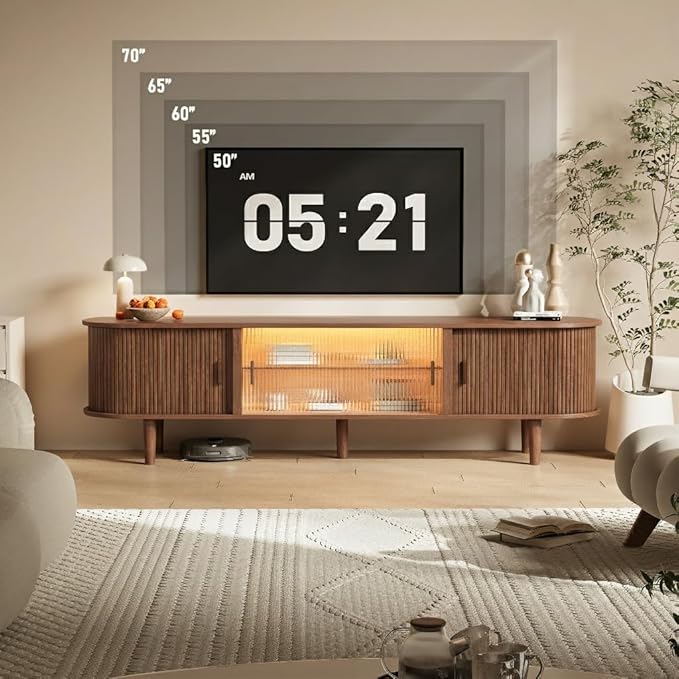 70" Fluted TV Stand with LED Lights