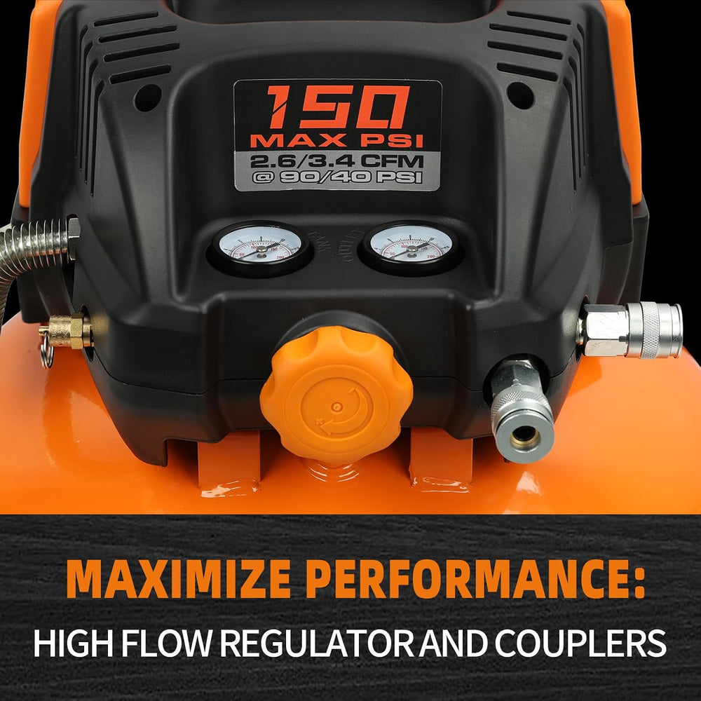 FORNAX Pancake Air Compressor with two couplers, 6 Gallon Portable Electric a...