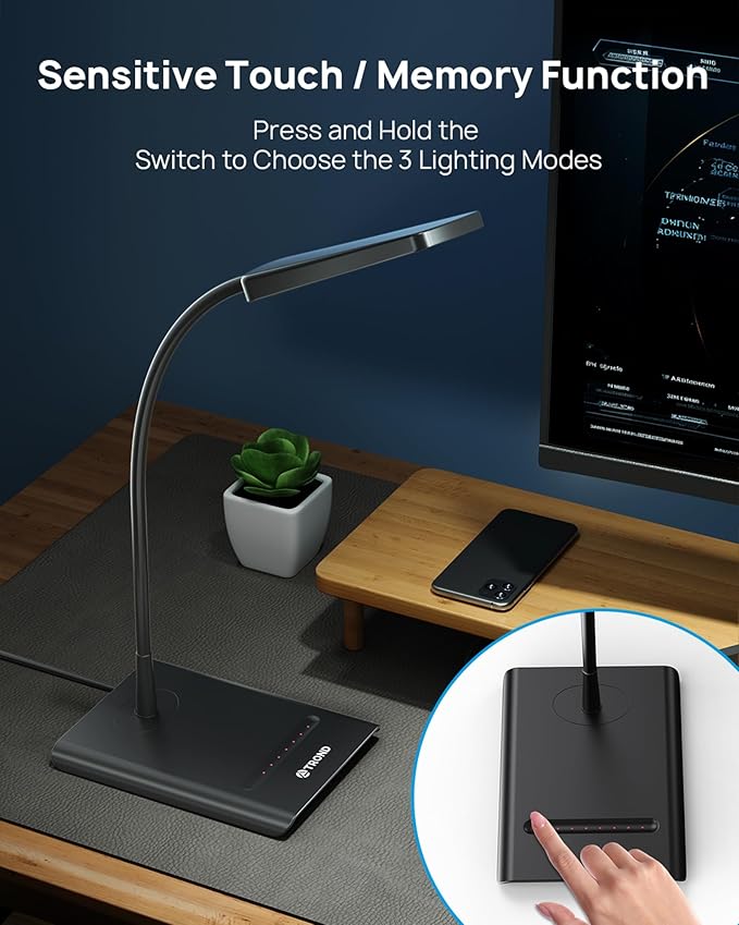TROND Desk Lamp, Bright Dimmable Eye-Caring Table Lamp, 3 Color Modes 7