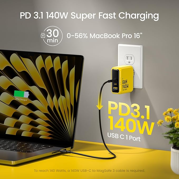 AOHI Youth 140W GaN+ USB C Charger 100W Laptop Fast Charger PD3.1 PPS 3-Port