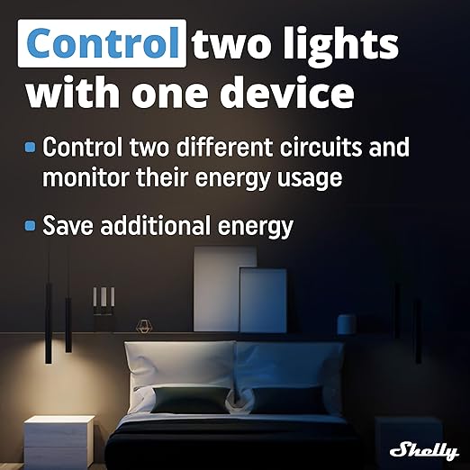 Shelly Wave 2PM US LR UL | Z-Wave Long Range Smart Switch Relay, 2-Channel 16 A
