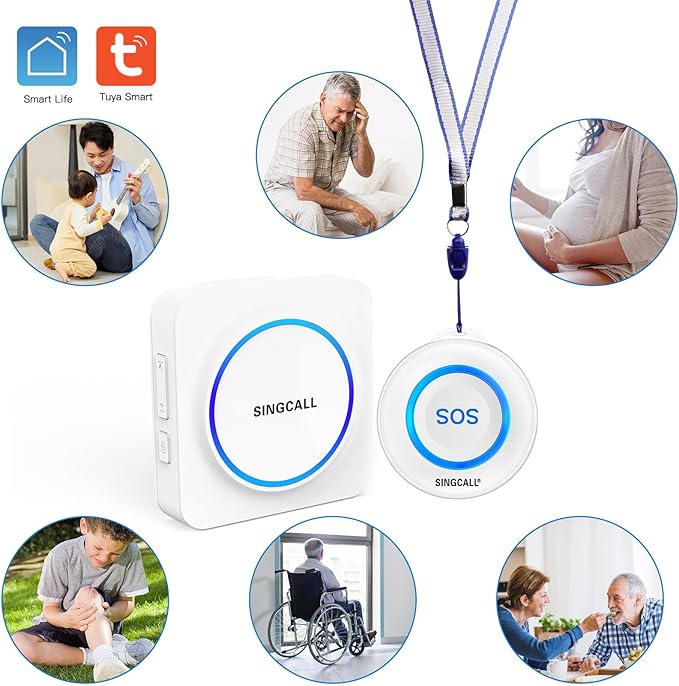 SINGCALL Tuya WiFi SOS Wireless Calling Caregiver Pager System Calling Alert