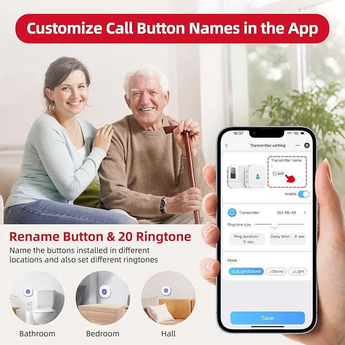 CallToU Wi-Fi Wireless Caregiver Pager Call Button