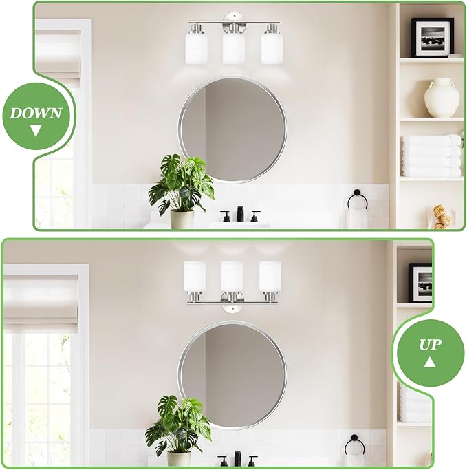 Guliaofo 3-Light Bathroom Light Fixtures, Vanity Lights