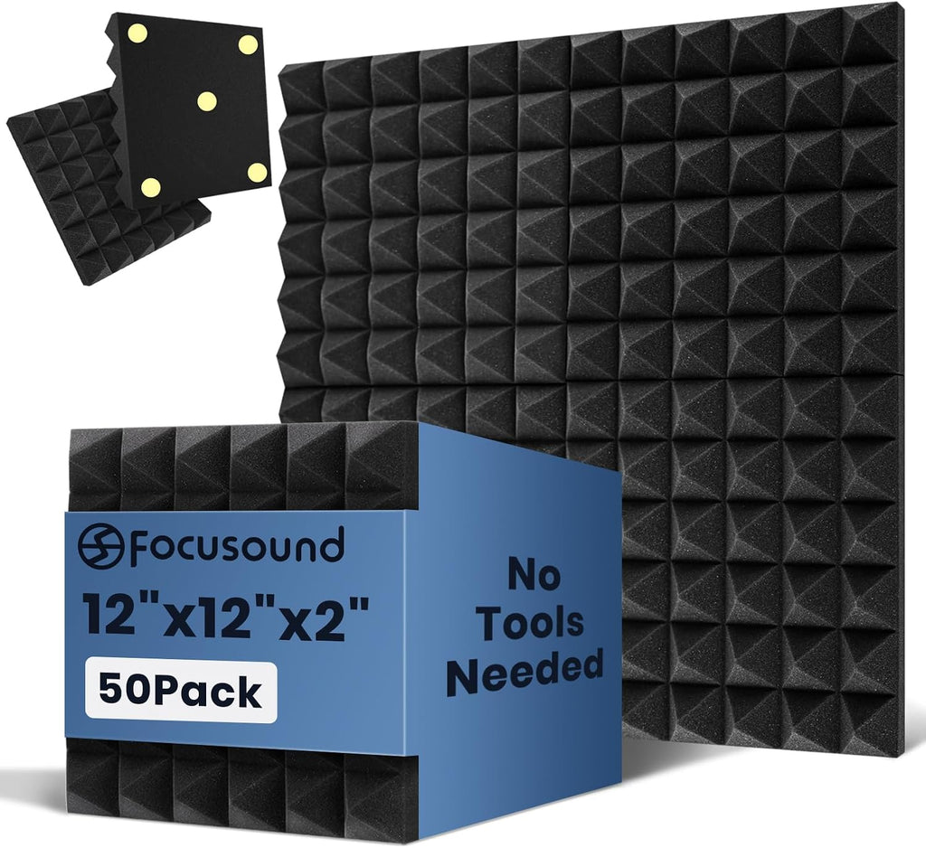 Focusound Acoustic Panels 50 Pack 2"x12"x12"