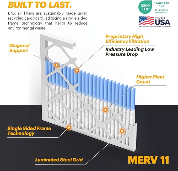 BNX TruFilter 16x24x1 Air Filter MERV 11 (6-Pack)