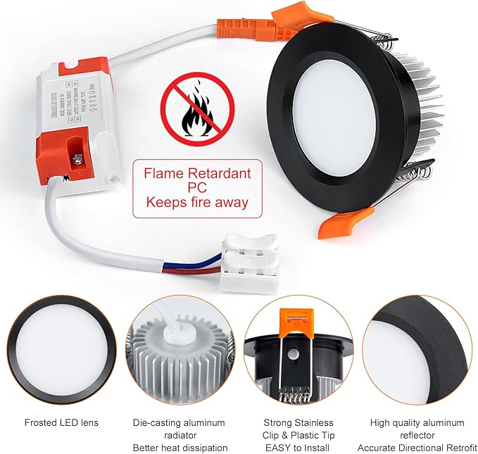 inShareplus 2 Inch LED Recessed Lighting, 3000K Warm White, Recessed Light (6 Pack)