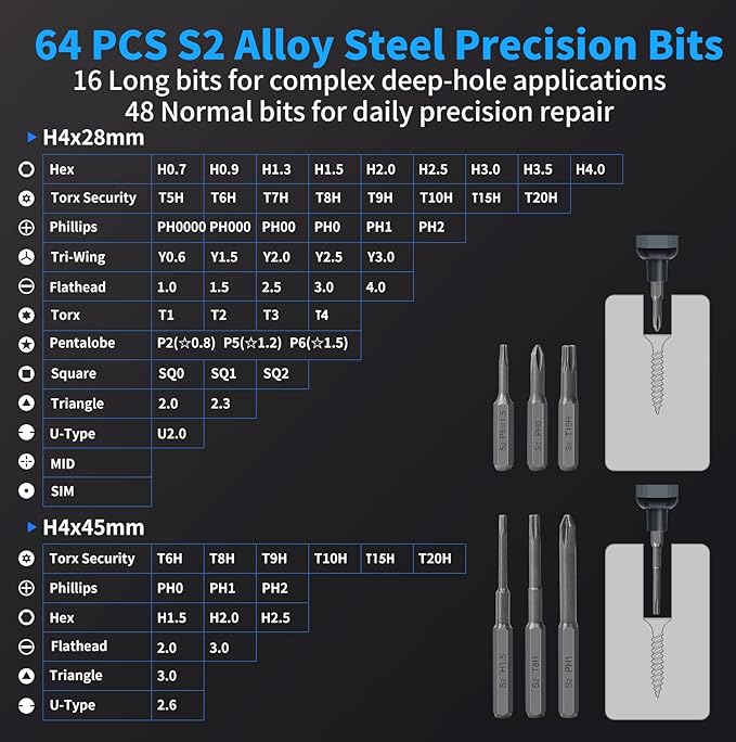 STREBITO Mini Electric Screwdriver Set, 70-in-1 Max Precision Electric
