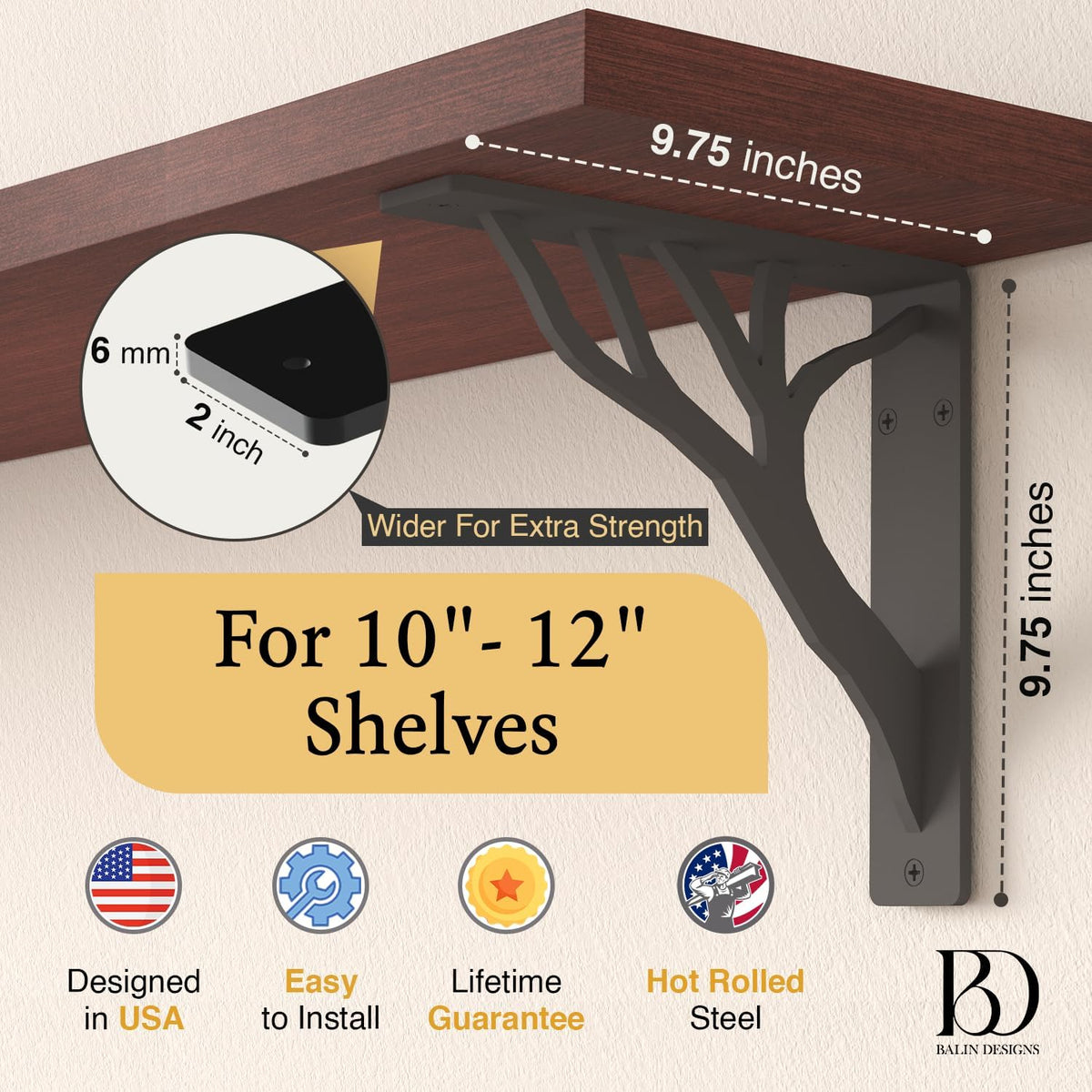 rustic tree black heavy duty shelf brackets 10 shown in use