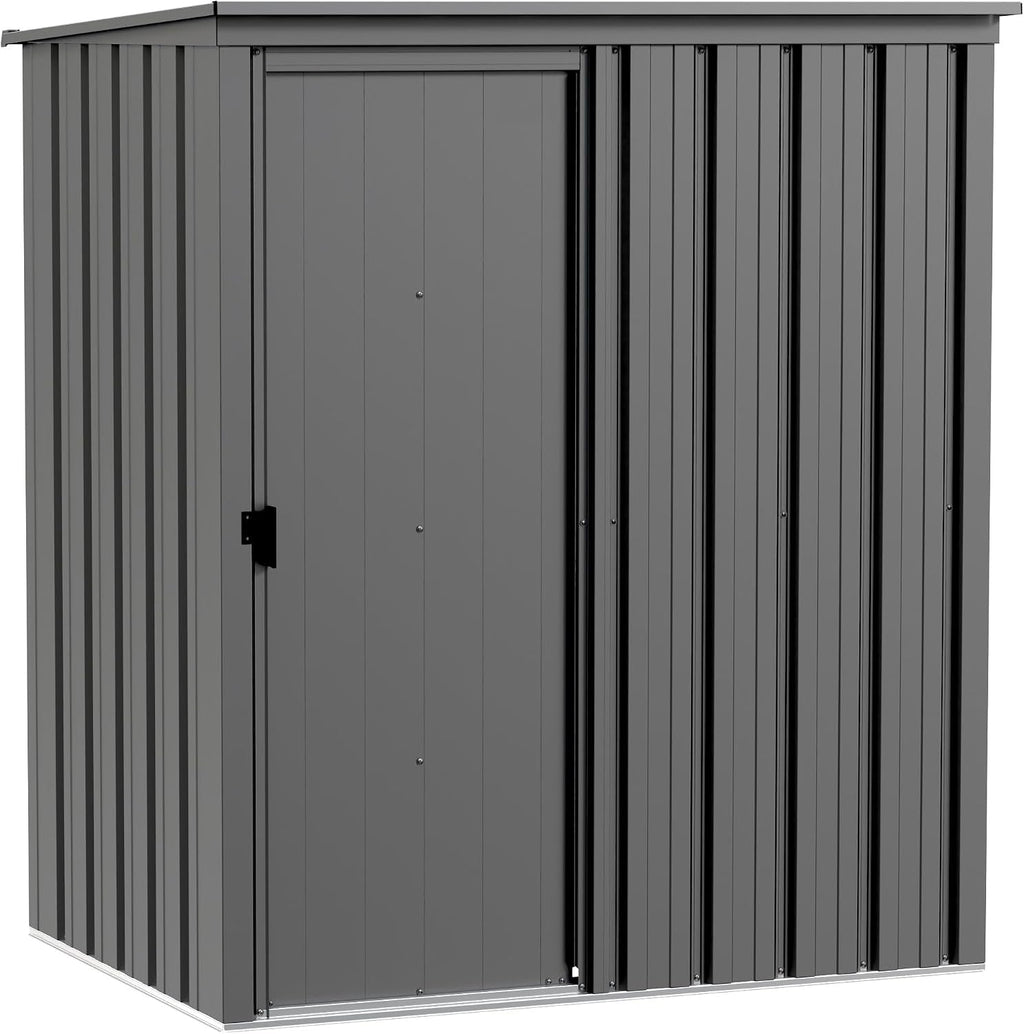 Cover It 5' x 3' Galvanized Steel Outdoor Storage Shed with Pent Roof and Lockable Sliding Doors, Weather-Resistant Steel Storage Shed for Backyards, Gray