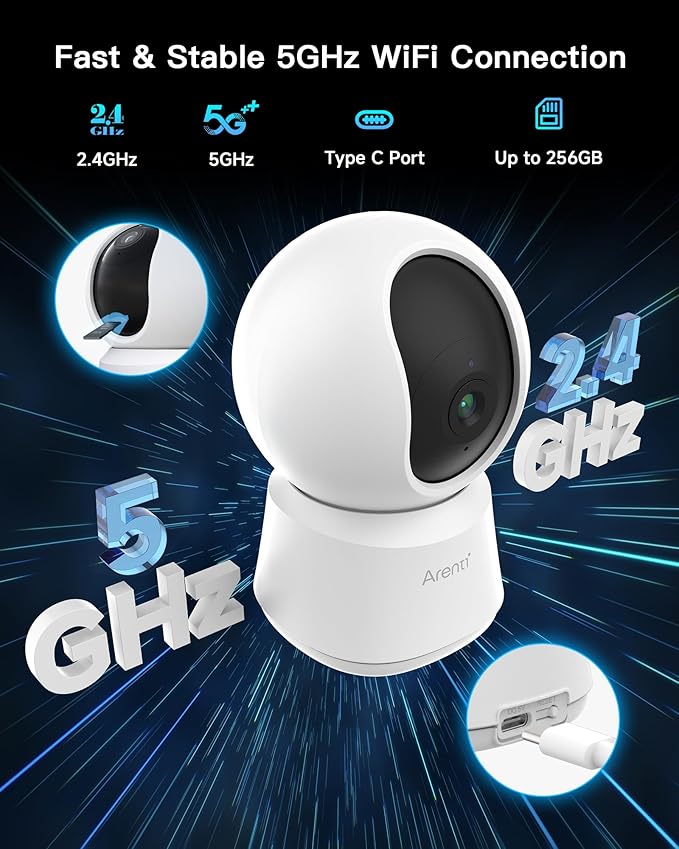 ARENTI 5G Indoor Security Camera 2 Pack, 4MP Pet Camera