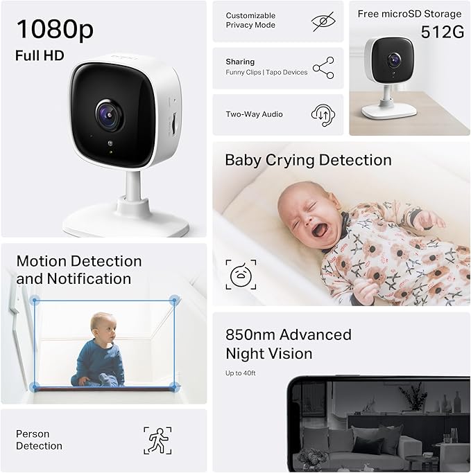 Tapo 1080P Indoor Wired Security Camera (4-Pack)