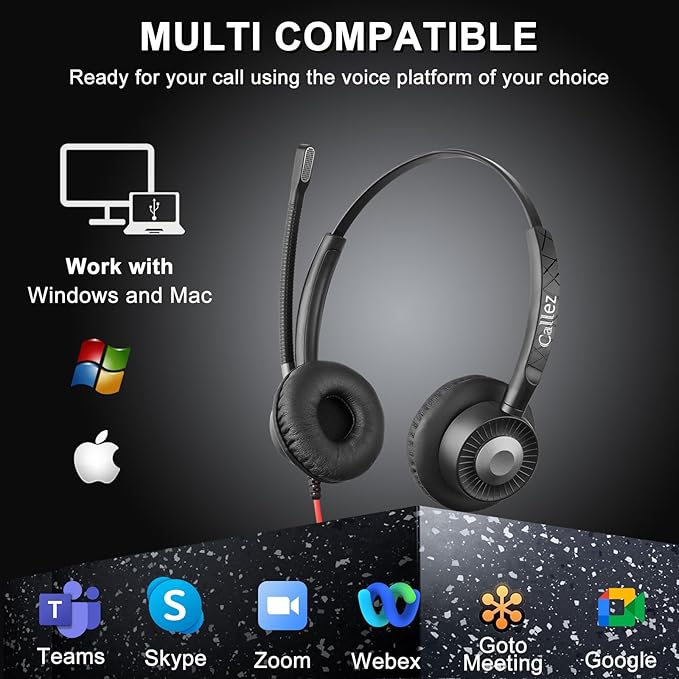 Callez USB Headset with ENC Dual Mic Noise Cancelling