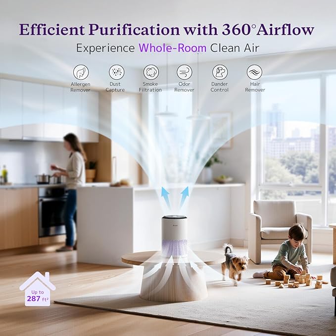 AROEVE Air Purifiers for Bedroom Home, 3 Layer Filter for Smoke Pollen