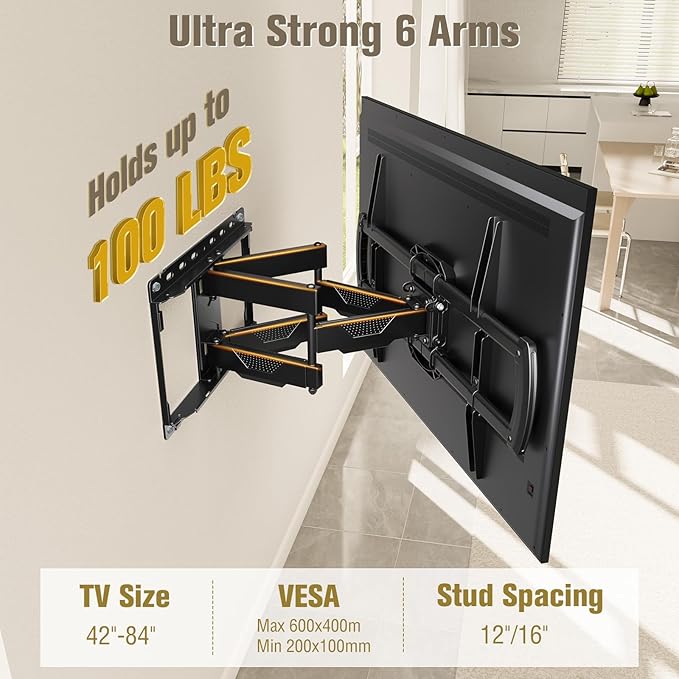 Mounting Dream TV Wall Mount, UL Listed Full Motion Mount Bracket
