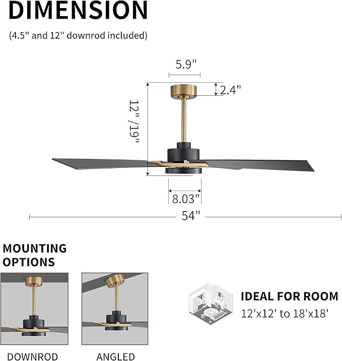 WINGBO 54 Inch Ceiling Fan