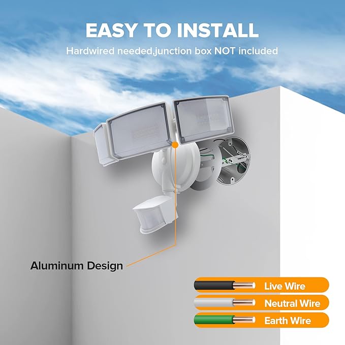LUTEC 72W 7500LM LED Security Lights Motion Sensor Light Outdoor, 5000K Daylight