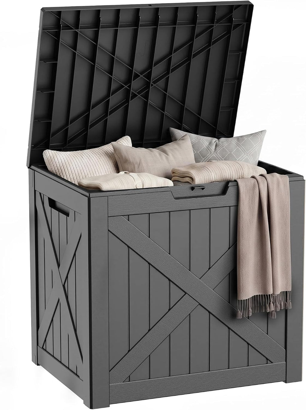 40 gallon outdoor storage box waterproof, uv resistant shown in use