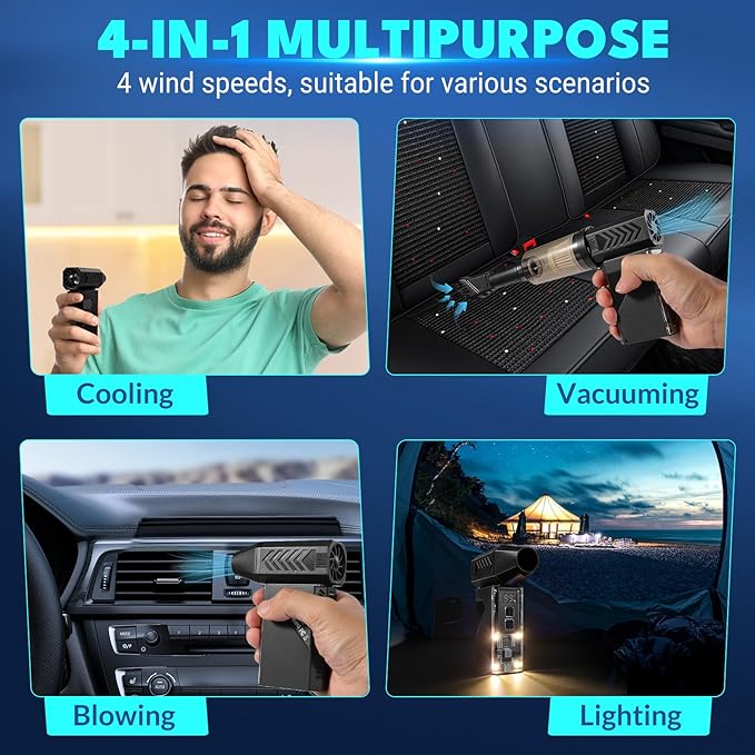 Newdehanm Violent Turbo Fan，Mini Electric Compressed Air Duster & Vacuum Cleaner