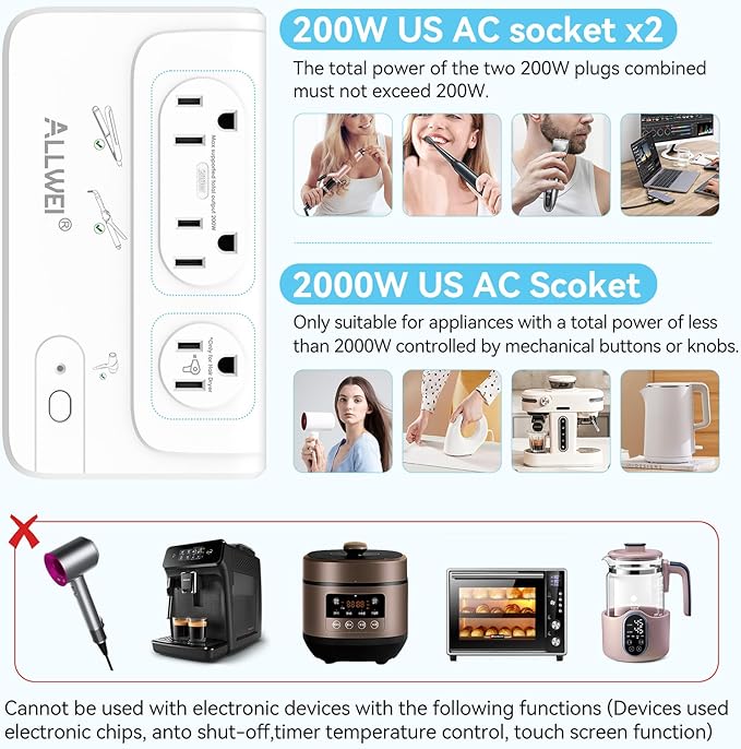 ALLWEI 2000W Travel Voltage Converter 220v to 110v Converter