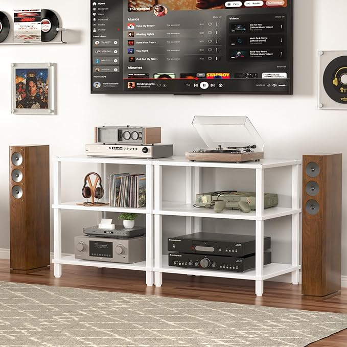 3-Tier AV Media Player Stand, Modern Stereo Cabine, Game Console Shelf