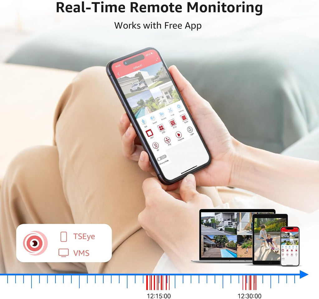wired security camera system outdoor, 4x 1080p cctv, side view