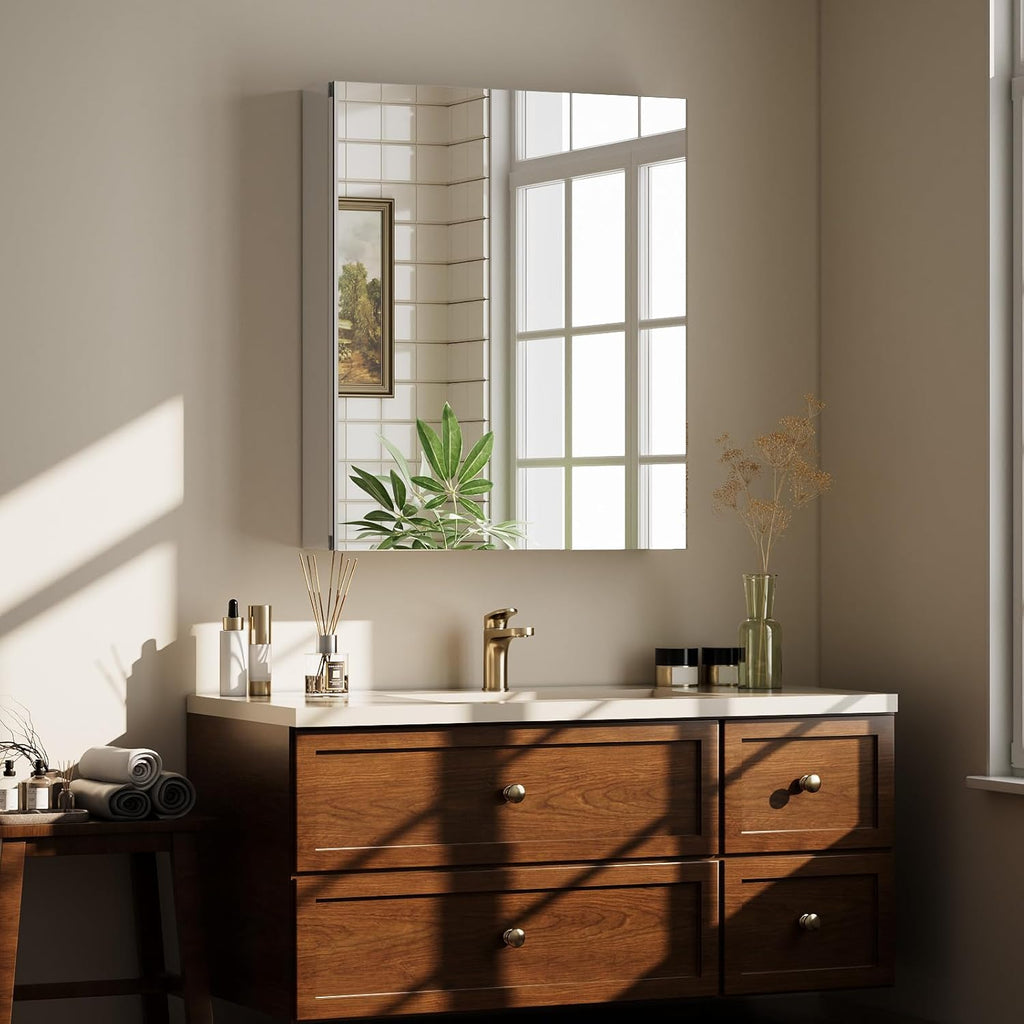 16" x 24" Bathroom Medicine Cabinet Mirror, Aluminum Frame Silver