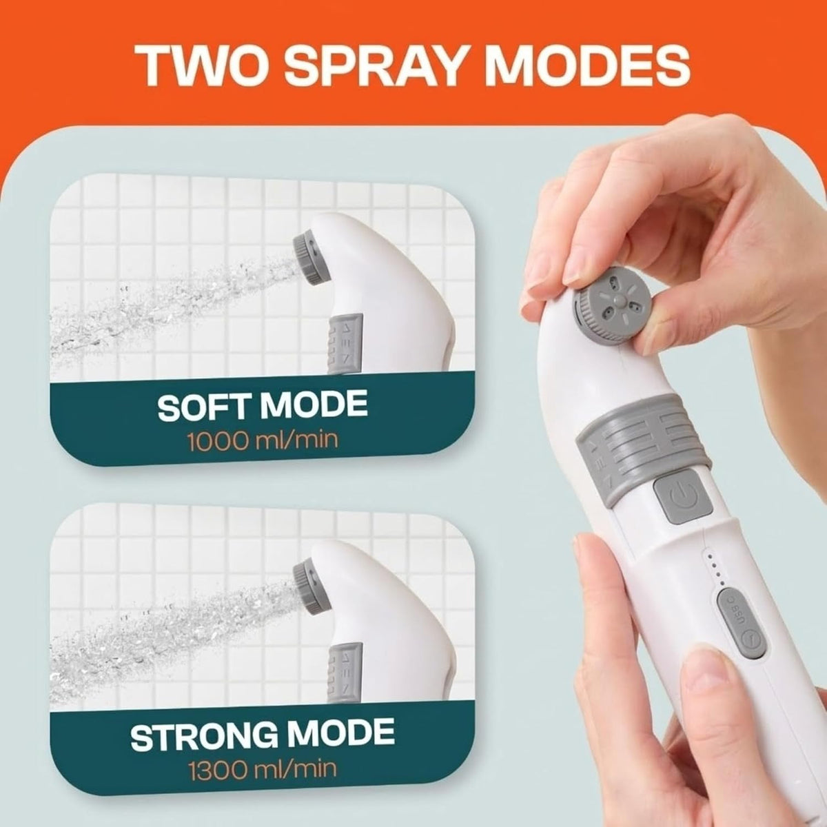 portable bidet for travel – electric high pressure, side view
