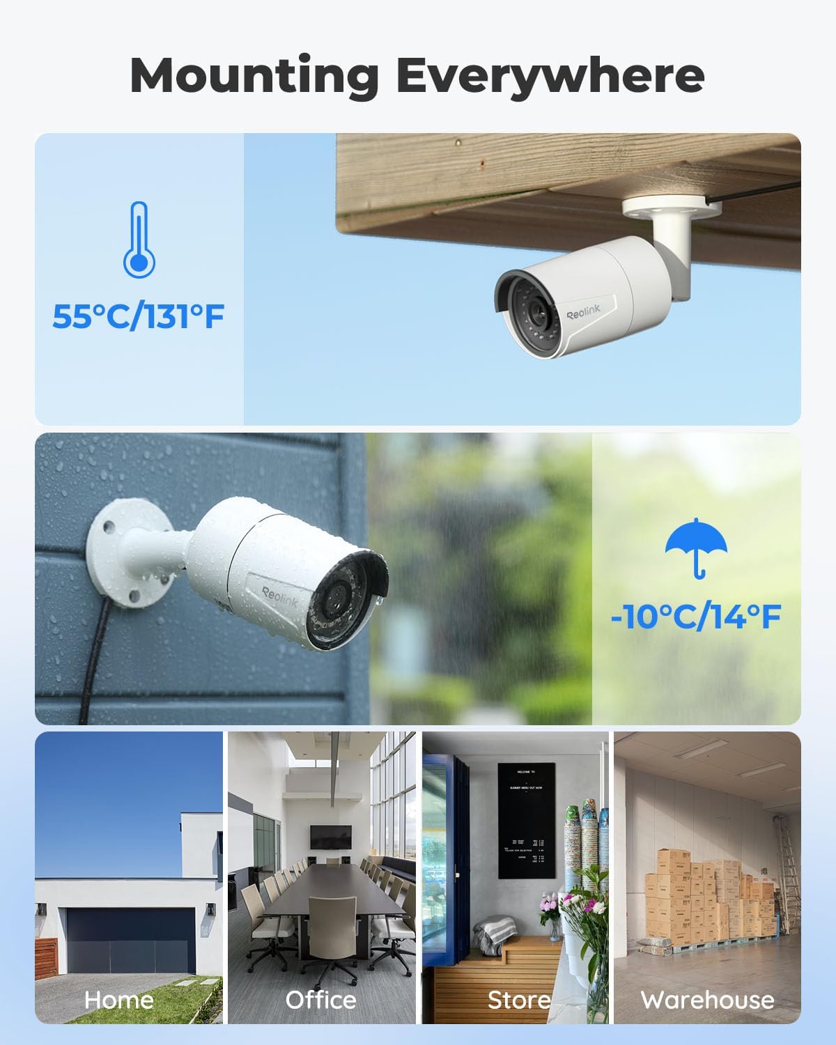 reolink 16ch 5mp home security camera system with, side view