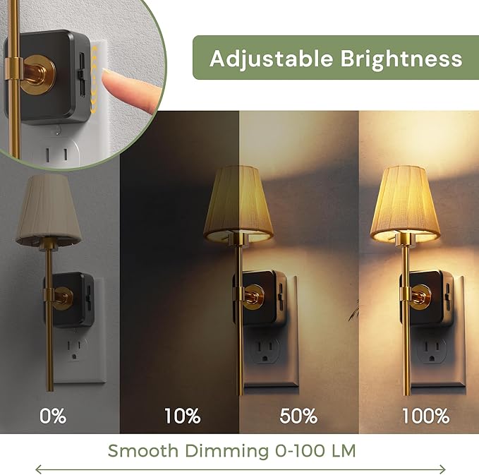 L LOHAS LED Night Lights Plug into Wall, 2 Pack Pleated Fabric Cover Night Light