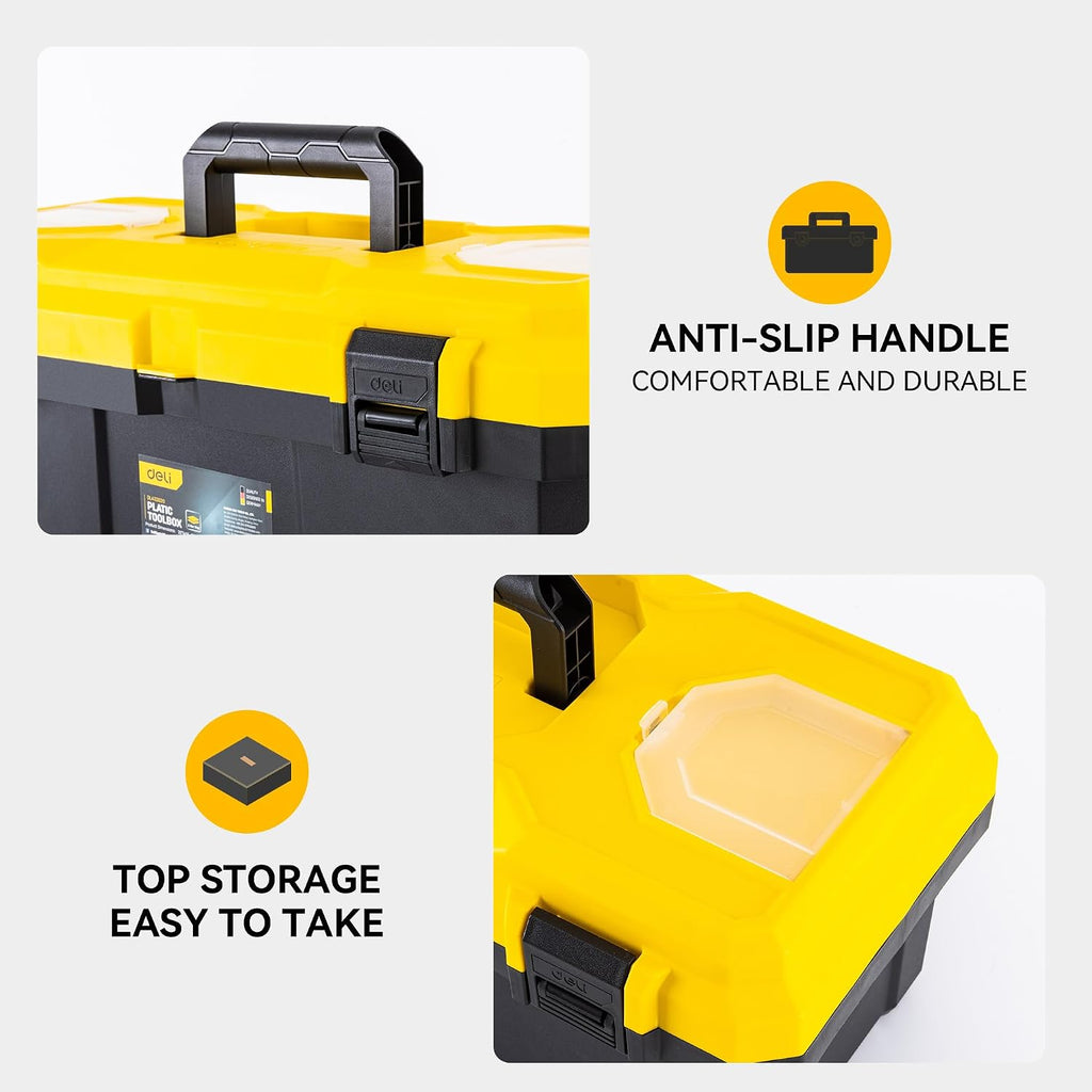 18 inch tool box with lock, 2-layer heavy-duty, close-up detail