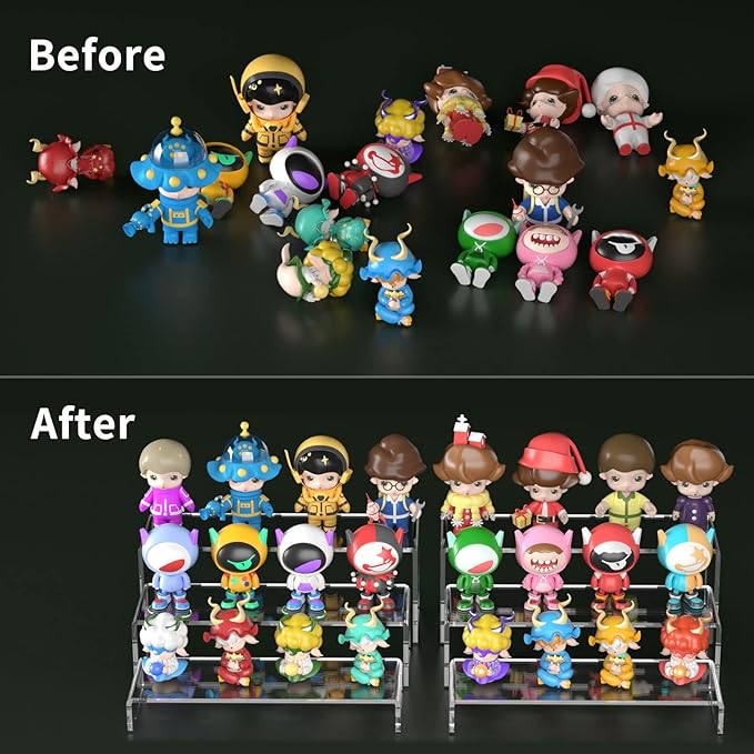 HIIMIEI Acrylic Display Riser, Thickened to 5mm Clear Rectangular Display Shelf (6 Pcs)