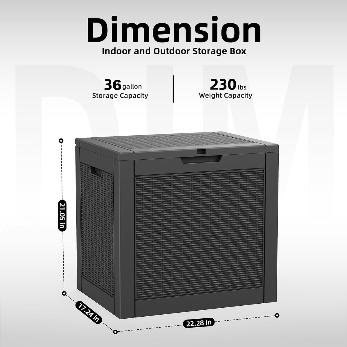EasyUp 36 Gallon Outdoor Storage Box, Outdoor Deck Boxes for Garden Tools Equipment,Cushions and Patio Storage,Lockable and Resin,Easy to Install(Black)