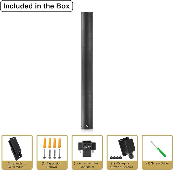 Sound Town Weatherproof Compact Aluminum Line Array Column Speaker