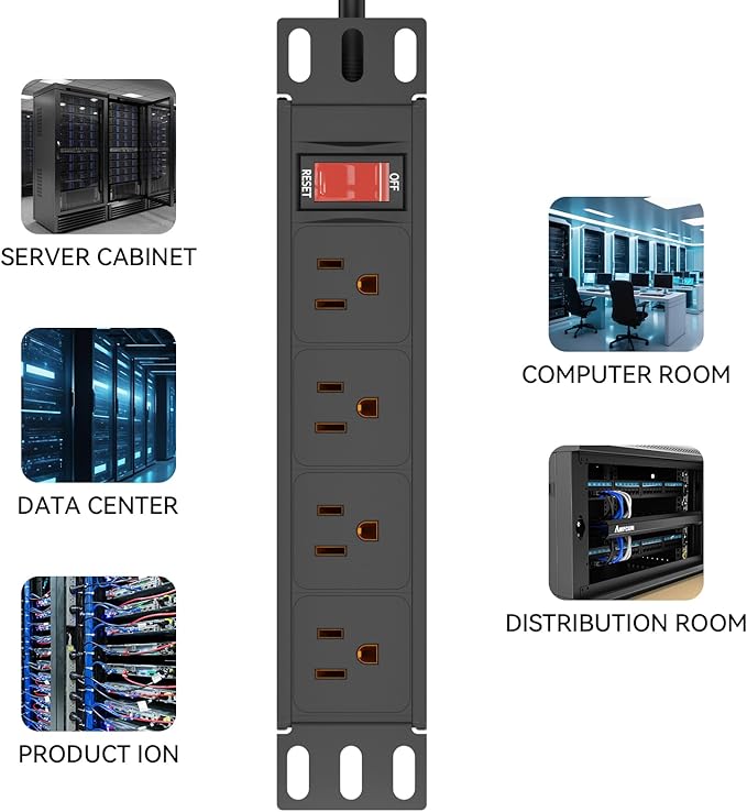 10" Rack PDU- 1U 10-inch Mini Rack Power Distribution Unit