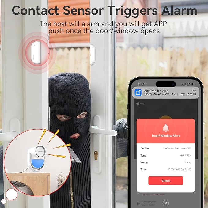 CPVAN WiFi Motion Sensor Alarm, 125dB Wireless DIY Smart PIR Motion Detector