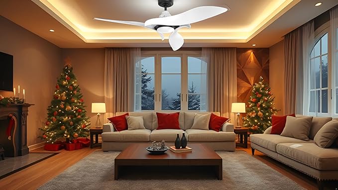 AEROFANTURE 54 Inch White Ceiling Fan, Quiet DC Motor