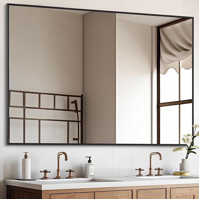 Black Bathroom Mirror for Wall, 36x48 Inch Rectangle Mirrors