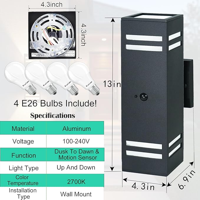 Motion Sensor Outdoor Wall Lights