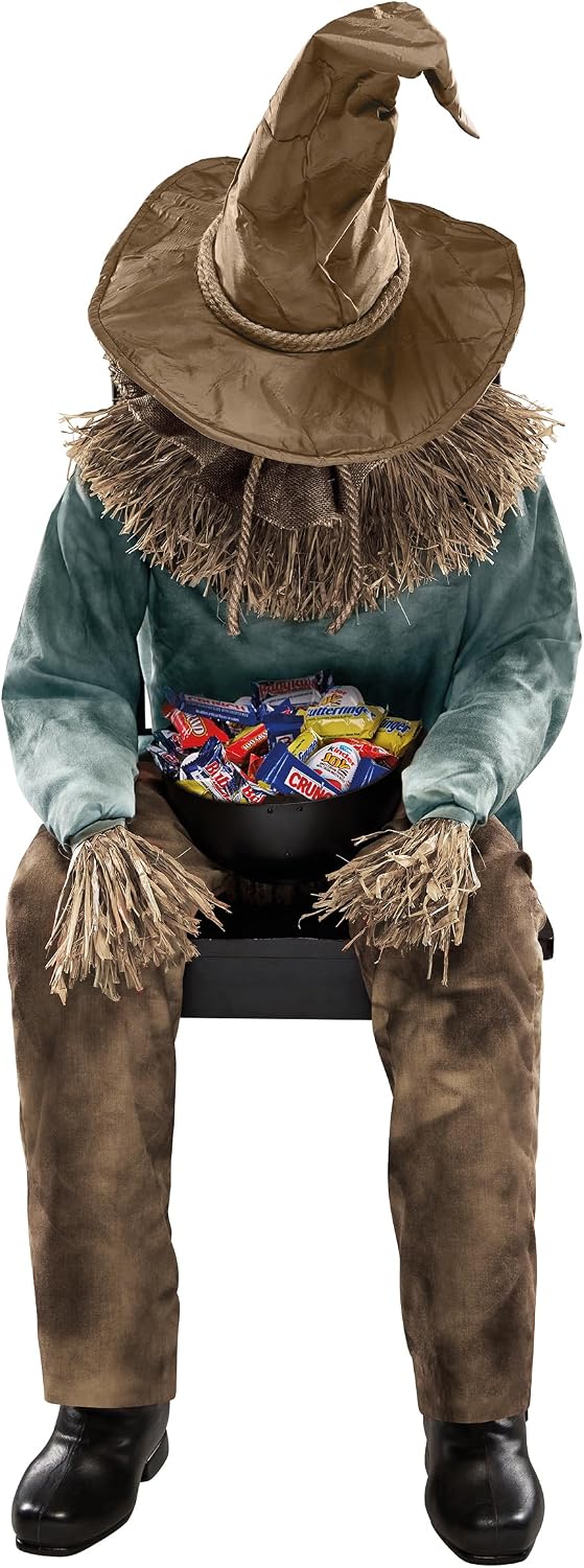 Spirit Halloween 4 Ft 6 In Scary Sitting Scarecrow Animatronic, Multicolor