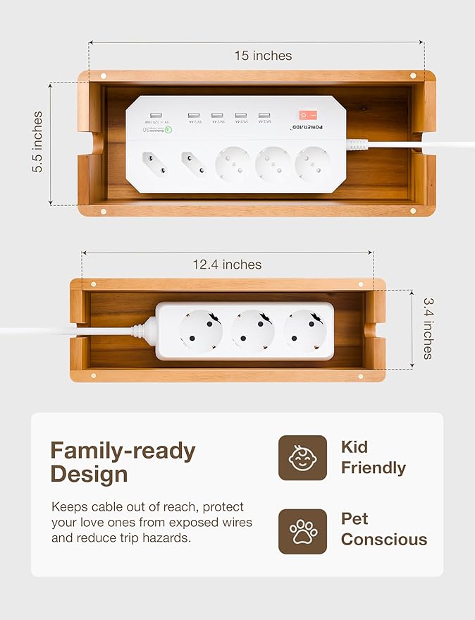 TIDITA Acacia Large Cable Management Box