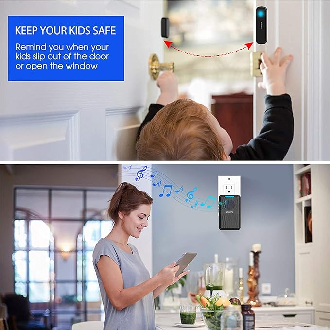 Stechro Door Chime, Wireless Door Open Contact Sensor Alarm