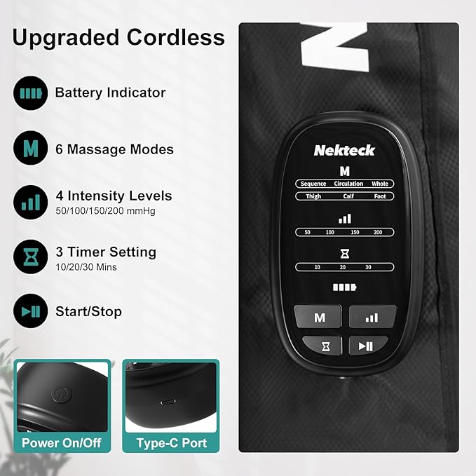 Nekteck Cordless Leg Compression Massager, FSA Eligible Massage Tools